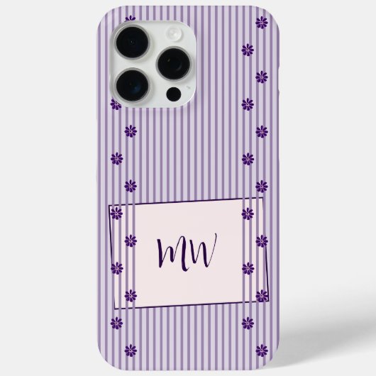 Weibliche violette Streifen und Lila Blume Case-Mate iPhone Hülle (Rückseite)