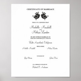 Weibliche Vögel Paare in Schwarz Poster