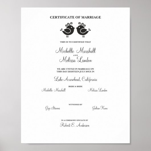 Weibliche Vögel Paare in Schwarz Poster (Vorne)