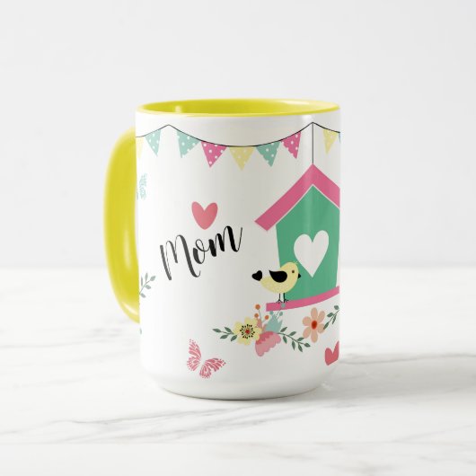 Weibliche Vögel und Birdhouse Tasse (Vorderseite Links)