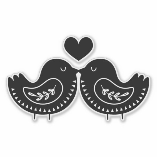 Weibliche Vögel und Herz Aufkleber (Vorderseite)