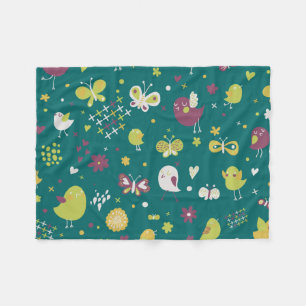 Weibliche Vögel und Schmetterlinge Fleece Blanket