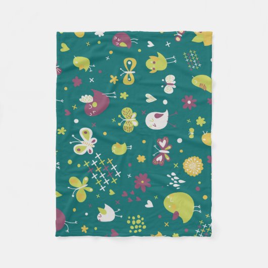 Weibliche Vögel und Schmetterlinge Fleece Blanket (Vorderseite)