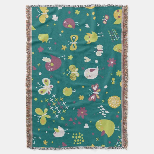 Weibliche Vögel und Schmetterlinge werfen Blanket Decke (Vorderseite Vertikal)