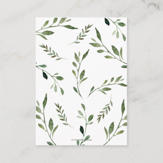 Weibliche Waldtiere Grünpflanzen Windelwindeln Begleitkarte (Rückseite)