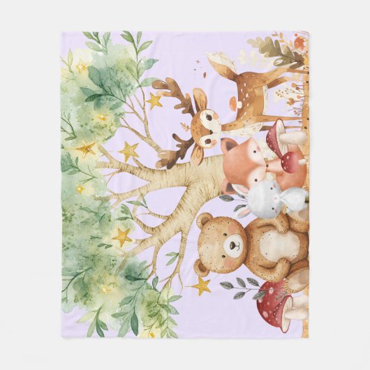 Weibliche Waldtiere Kinder Fleecedecke (Vorderseite)