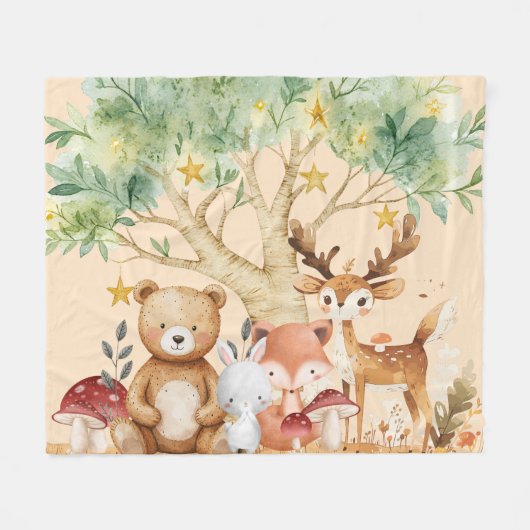 Weibliche Waldtiere Kinder Fleecedecke (Vorderseite (Horizontal))