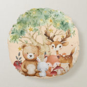 Weibliche Waldtiere Rundes Kissen (Vorderseite)