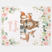 Weibliche Waldtiere/Waldblüten Fleecedecke (Vorderseite (Horizontal))