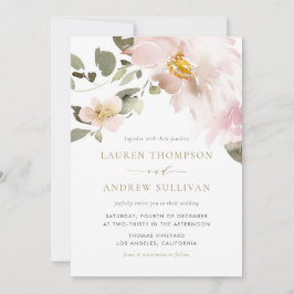 Weibliche Wasserfarben Blush Blume Hochzeit Einladung