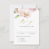 Weibliche Wasserfarben Blush Blume Hochzeit RSVP Karte (Vorderseite)