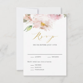Weibliche Wasserfarben Blush Blume Hochzeit RSVP Karte