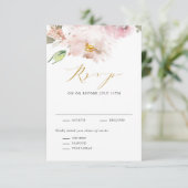 Weibliche Wasserfarben Blush Blume Hochzeit RSVP Karte (Stehend Vorderseite)