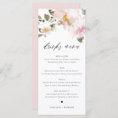 Weibliche Wasserfarben Blush Blume Hochzeitsgeträn Menükarte (Vorne/Hinten)