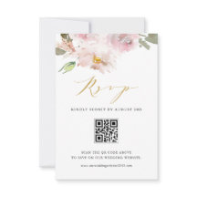 Weibliche Wasserfarbenblush-Blume mit QR-Code