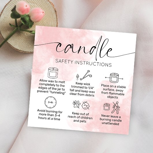 Weibliche Watercolor Candle Care Instruktionen Quadratische Visitenkarte