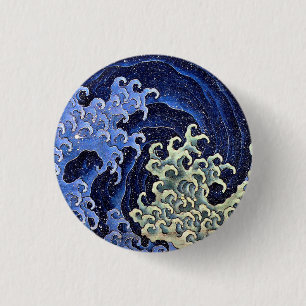 Weibliche Wave Japanisch Vintag Katsushika Hokusai Button