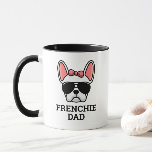 Weibliche Weibliche Bulldog Frenchie Dog Vater Tasse (Mit Donut)