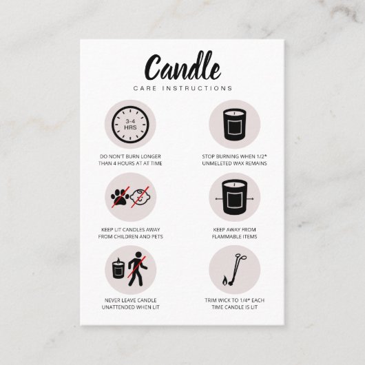 Weibliche Weiblichkeit der Candle Care Card Sicher Visitenkarte (Vorderseite)