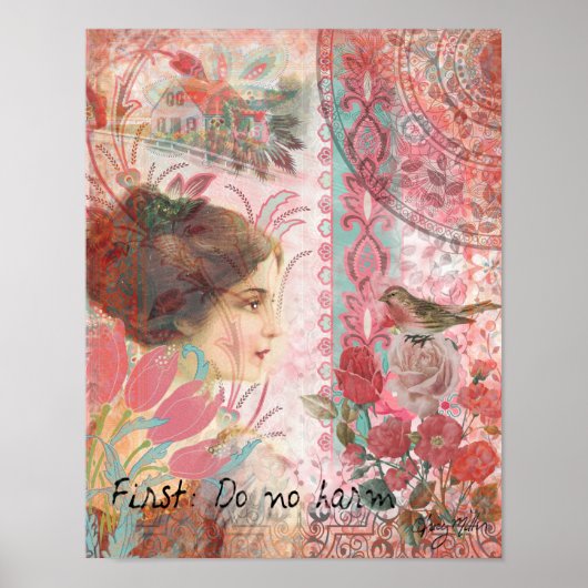 Weibliche weiche süße Collage - zuerst nicht verle Poster (Vorne)