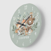 Weibliche Weide Grünes Waldland Tiere Junge Kinder Große Wanduhr (Winkel)