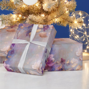 Weibliche, weiße, violette Blumen Geschenkpapier
