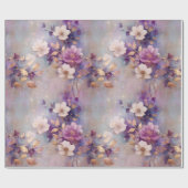 Weibliche, weiße, violette Blumen Geschenkpapier (Flach)