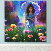 *~ Weibliche Wilde Blume Feld AP56 Parasol Leinwanddruck (Insitu (Holzboden))