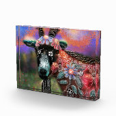 Weibliche Ziegenfarm Tier Blumenpfirsich Fotoblock (Rechts)