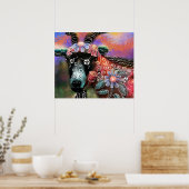 Weibliche Ziegenfarm Tier Blumenpfirsich Poster (Küche)