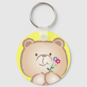 weiblicher Bär holen Blumen Schlüsselanhänger