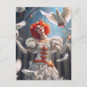 Weiblicher Clown mit Tauben. Lustige Postcard Postkarte (Vorderseite)
