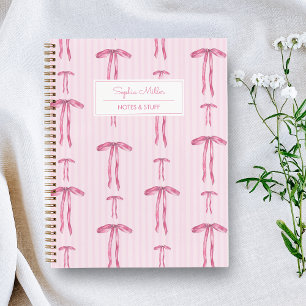 Weiblicher Coquette Rosa Schleife Monogramm Name Notizblock