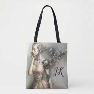 Weiblicher Cyborg-Frau Ai-Kunst Personalisiert Tasche