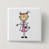 Weiblicher Doktor Strichmännchen Button (Vorderseite)