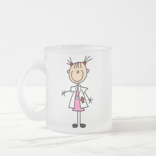 Weiblicher Doktor Strichmännchen Mattglastasse (Links)