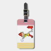 Weiblicher Feuerwehrmann mit Schlauch-T - Shirts Gepäckanhänger (Vorderseite vertikal)