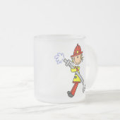 Weiblicher Feuerwehrmann mit Schlauch-T - Shirts Mattglastasse (VorderseiteRechts)