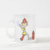 Weiblicher Feuerwehrmann mit Schlauch-T - Shirts Mattglastasse (Links)