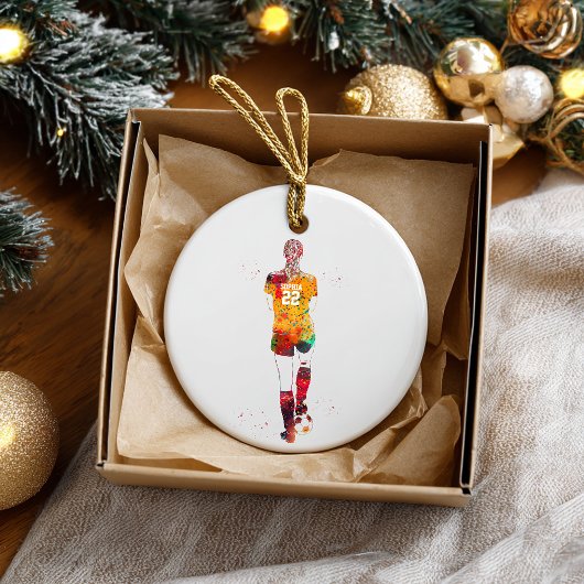weiblicher Fußballspieler Keramik Ornament