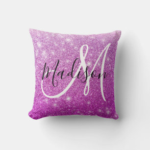 Weiblicher & Glamourös lila Glitter Funkeln Monogr Kissen