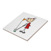 Weiblicher Golfer als Strichmännchen Fliese (Seite)