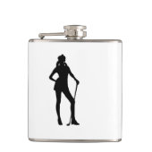 Weiblicher Golfspieler-Sport Flachmann (Vorderseite)