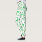 Weiblicher grüner Schmetterling whimsical gemuster Leggings (Links)