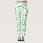 Weiblicher grüner Schmetterling whimsical gemuster Leggings (Vorderseite)