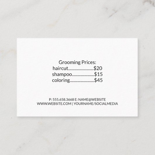 Weiblicher Hund Visitenkarte (Rückseite)