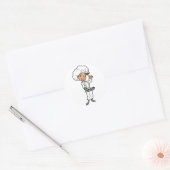 Weiblicher Koch mit einem Aufkleber für die Bratpf (Umschlag)