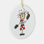 Weiblicher Koch mit Mitten und hölzernem Löffel Keramikornament (Rechts)