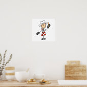 Weiblicher Koch mit Mitten und Holzlöffel Poster (Küche)