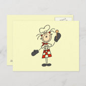 Weiblicher Koch mit Mitten und Holzlöffel Postkarte (Vorne/Hinten)